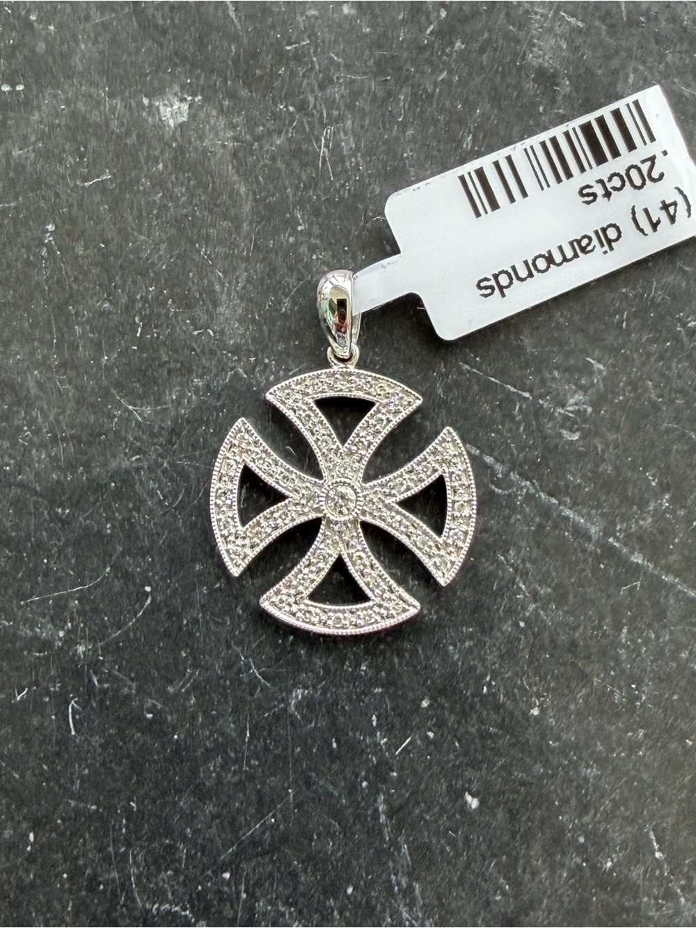 14kt White Gold Diamond Cross Medallion Pendant